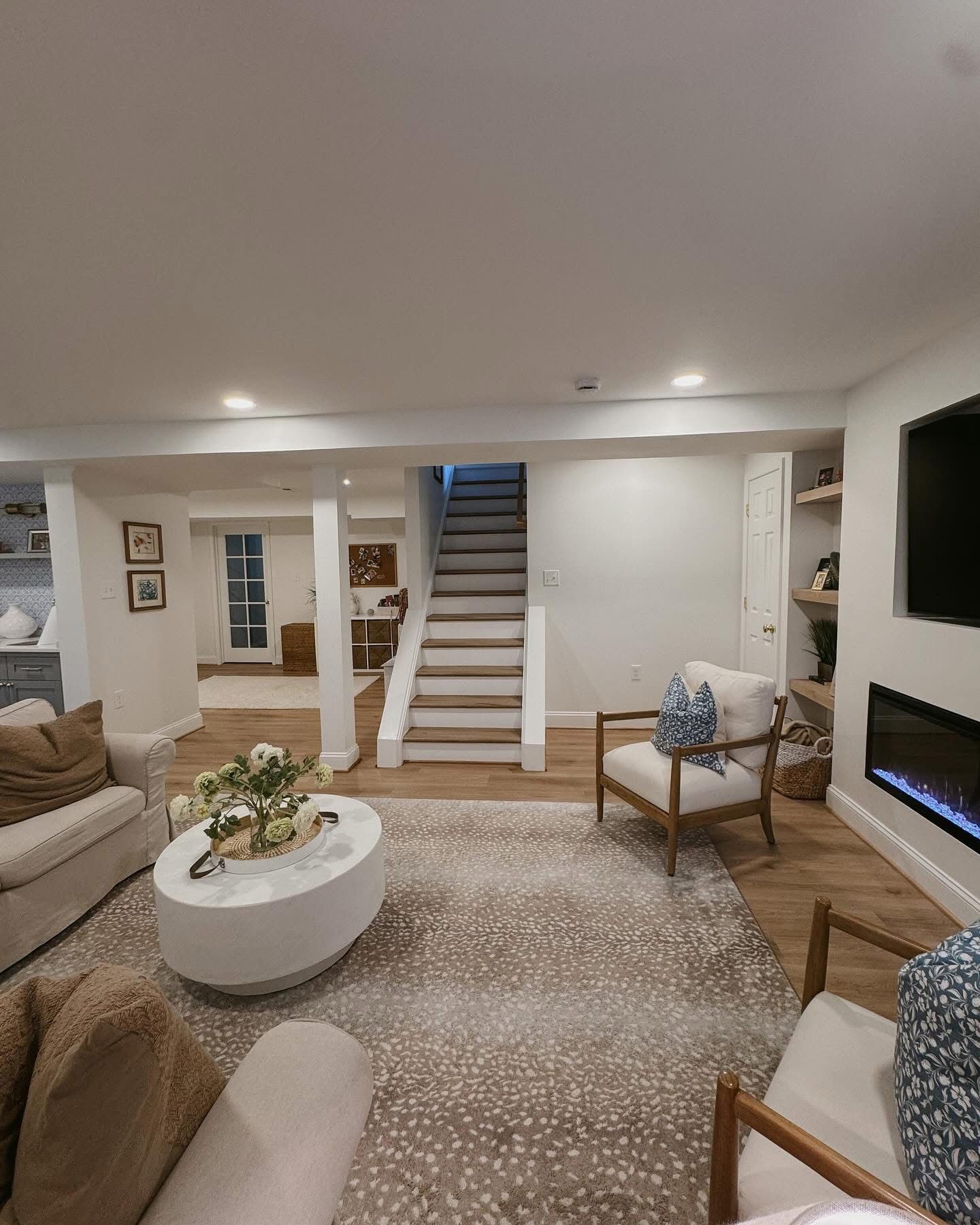 After: Bright modern basement
